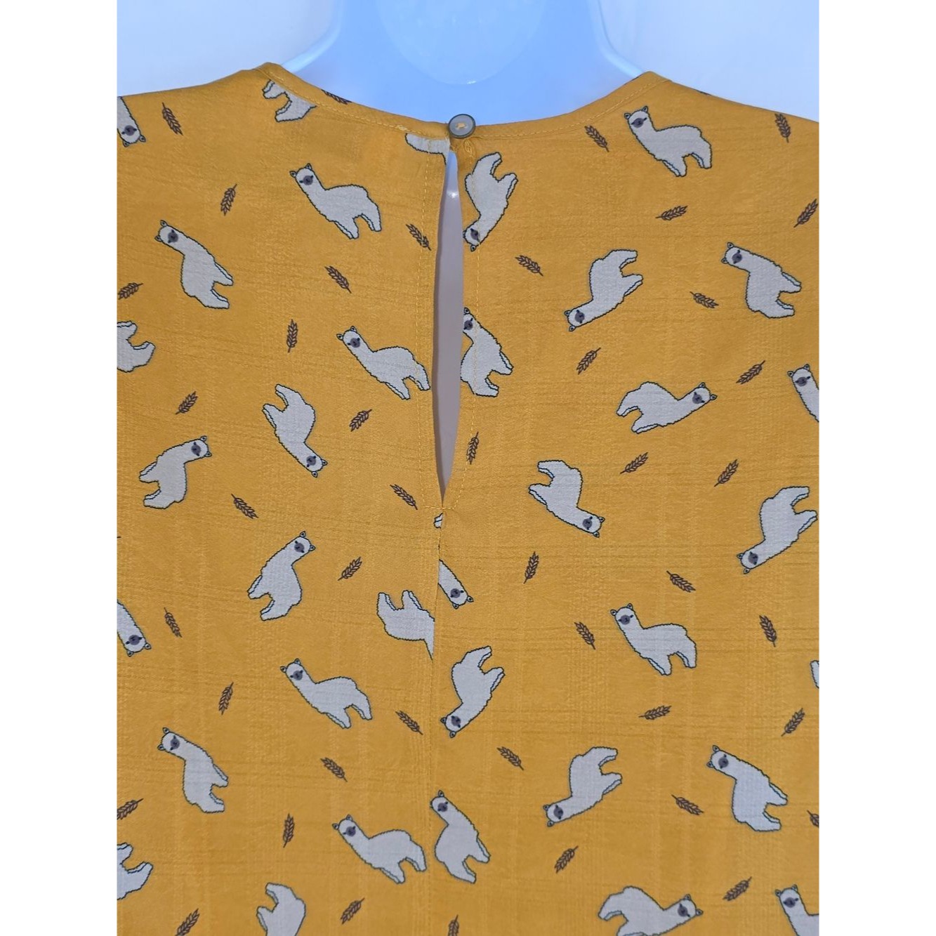 Anthropologie Size 6 Yellow Llama Print Blouse 3544-Ap — image 8 of 8